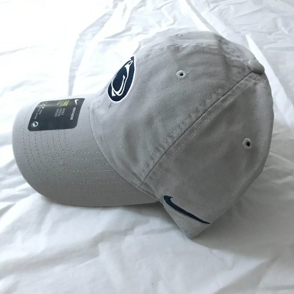 NEW Nike Heritage 86 Cotton Cap Penn State Lion Head Logo Adjustable Gray Hat - Picture 6 of 11